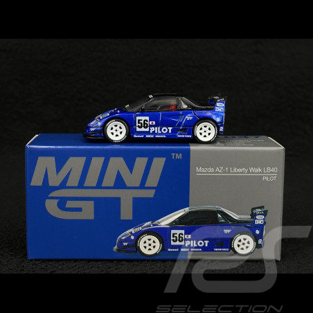 Mazda AZ-1 Liberty Walk LB40 n° 56 Pilot 2024 Bleu 1/64 Mini GT MGT01047-R