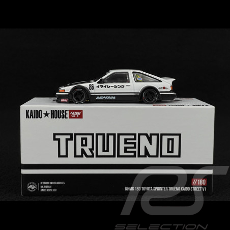 Toyota Sprinter Trueno AE86 n° 86 Kaido Works IMAI Racing V1 1983 Blanc 1/64 Mini GT KHMG180