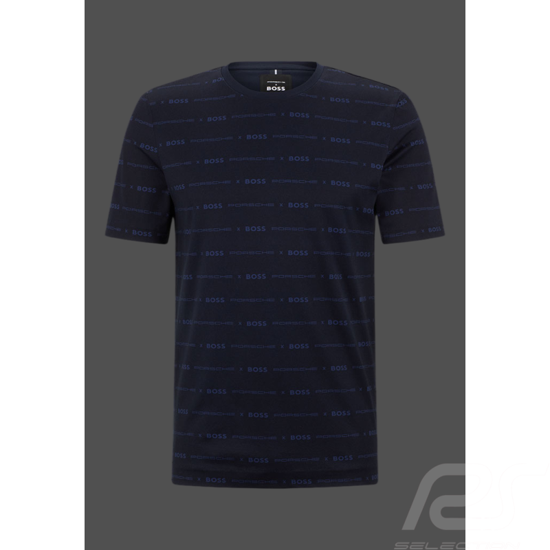 T-shirt Porsche x BOSS Slim Fit Coton Mercerisé Bleu foncé BOSS 50486222_404 - Homme