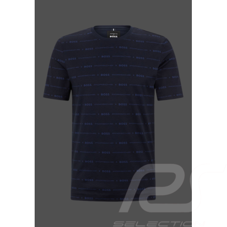 T-shirt Porsche x BOSS Slim Fit Coton Mercerisé Bleu foncé BOSS 50486222_404 - Homme