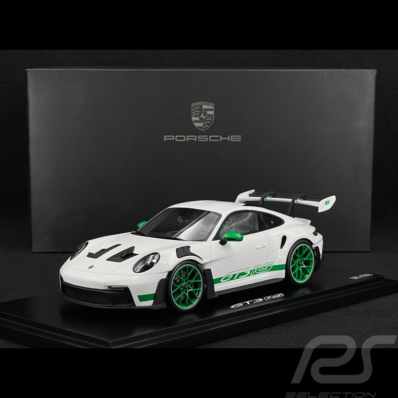 Porsche 911 GT3 RS Typ 992 Tribute Carrera RS 2.7 Edition 2022 Weiß / Pythongrüne Streifen 1/18 Spark WAP0211540P002