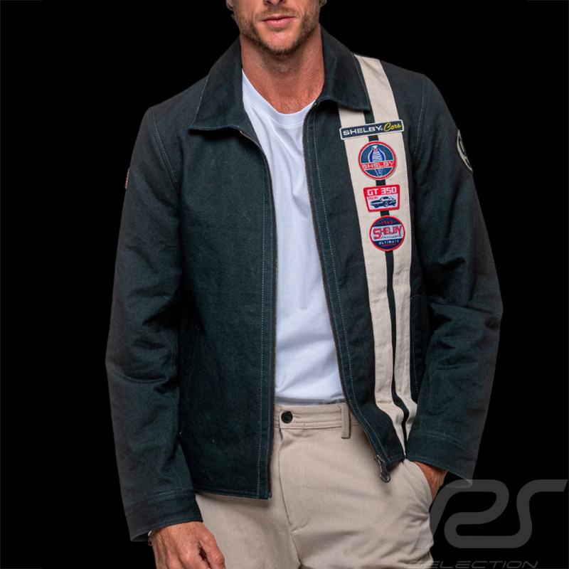 Carroll Shelby Snake Canvas Jacket Navy Blue / Ecru Stripes - Men