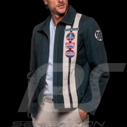 Veste Carroll Shelby Snake Canvas Bleu Marine / Bandes Ecru - Homme