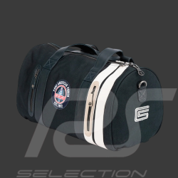 Carroll Shelby Sporttasche Venom aus Leder und Canvas Marineblau / Ecru Streifen