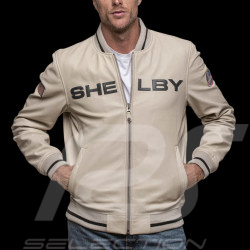 Carroll Shelby Lederjacke Dallas Ecru - Herren