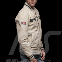 Carroll Shelby Leather Jacket Dallas Ecru - Men