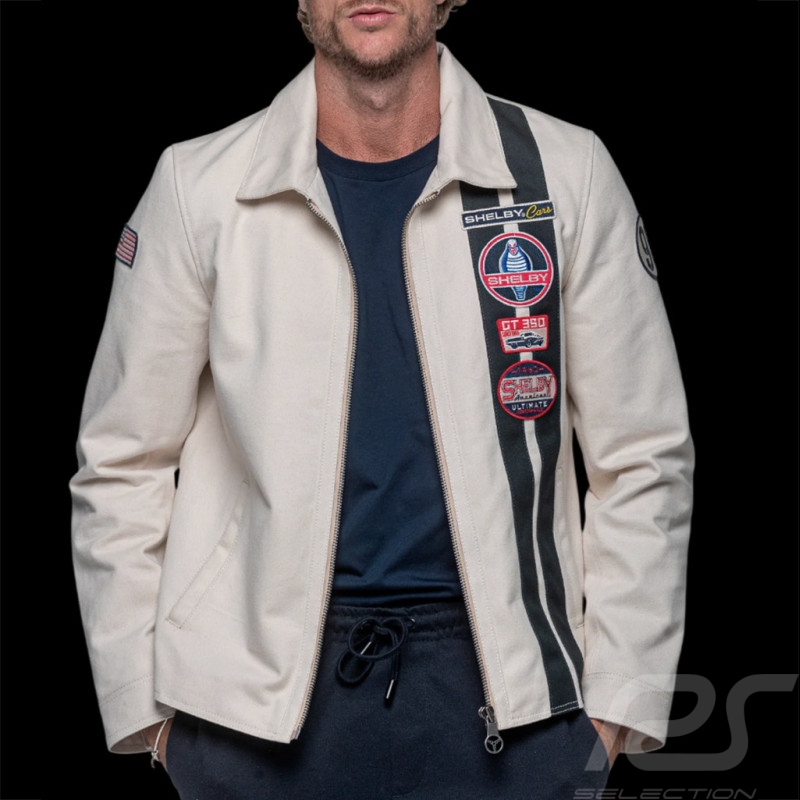 Veste Carroll Shelby Snake Canvas Ecru / Bandes Bleu Marine - Homme