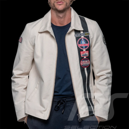 Carroll Shelby Snake Canvas Jacket Ecru / Navy Blue Stripes - Men