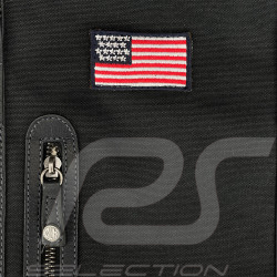 Carroll Shelby Sports Bag Venom in Leather and Canvas Navy Blue / Ecru Stripes