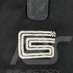 Carroll Shelby Sports Bag Venom in Leather and Canvas Navy Blue / Ecru Stripes