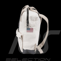 Sac à Dos Carroll Shelby GT40 en Cuir et Canvas Écru / Bandes Bleu Marine