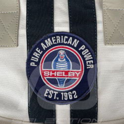 Sac à Dos Carroll Shelby GT40 en Cuir et Canvas Écru / Bandes Bleu Marine