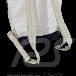 Carroll Shelby GT40 Rucksack aus Leder und Canvas Ecru / Marineblaue Streifen