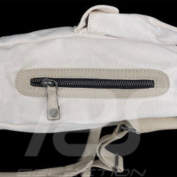 Sac à Dos Carroll Shelby GT40 en Cuir et Canvas Écru / Bandes Bleu Marine