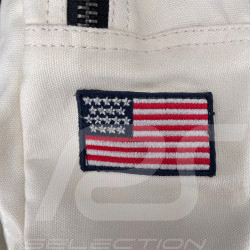 Sac à Dos Carroll Shelby GT40 en Cuir et Canvas Écru / Bandes Bleu Marine