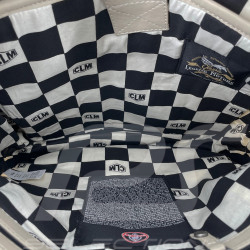 Sac à Dos Carroll Shelby GT40 en Cuir et Canvas Écru / Bandes Bleu Marine