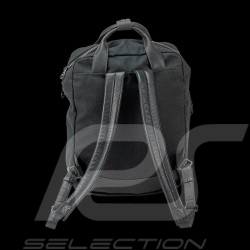 Carroll Shelby Backpack GT40 in Leather and Canvas Navy Blue / Ecru Stripes