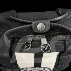 Sac à Dos Carroll Shelby GT40 en Cuir et Canvas Bleu Marine / Bandes Écru