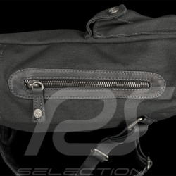 Carroll Shelby Rucksack GT40 aus Leder und Canvas Marineblau / Ecru Streifen