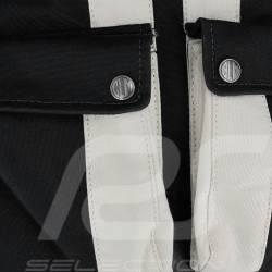 Carroll Shelby Backpack GT40 in Leather and Canvas Navy Blue / Ecru Stripes