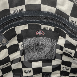 Carroll Shelby Backpack GT40 in Leather and Canvas Navy Blue / Ecru Stripes