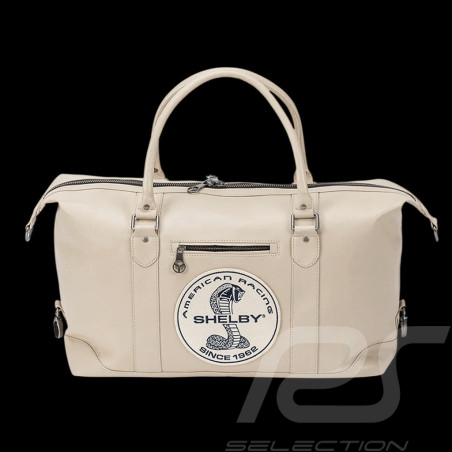 Carroll Shelby Reisetasche Big D 48H aus Leder Sheep Crown Ecru