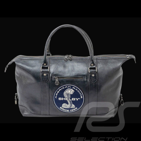 Carroll Shelby Reisetasche Big D 48H aus Leder Sheep Crown Marineblau