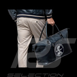 Carroll Shelby Travel Bag Big D 48H in Leather Sheep Crown Navy Blue