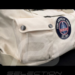 Carroll Shelby Reisetasche V67 48H aus Leder und Canvas Ecru / Marineblaue Streifen