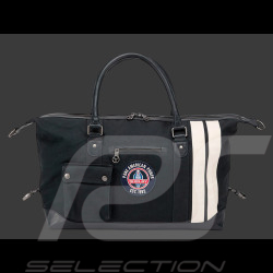 Sac de Voyage Carroll Shelby V67 48H en Cuir et Canvas Bleu Marine / Bandes Écru