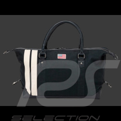 Sac de Voyage Carroll Shelby V67 48H en Cuir et Canvas Bleu Marine / Bandes Écru