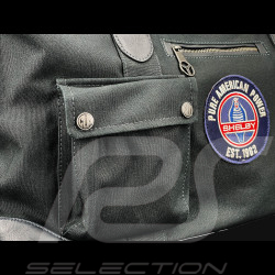 Sac de Voyage Carroll Shelby V67 48H en Cuir et Canvas Bleu Marine / Bandes Écru