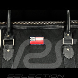 Sac de Voyage Carroll Shelby V67 48H en Cuir et Canvas Bleu Marine / Bandes Écru