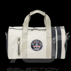 Carroll Shelby Sporttasche Venom aus Leder und Canvas Ecru / Marineblaue Streifen
