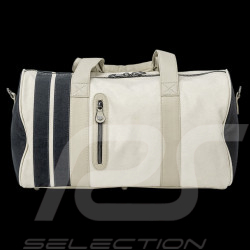 Carroll Shelby Sport Bag Venom in Leather and Canvas Ecru / Navy Blue Stripes