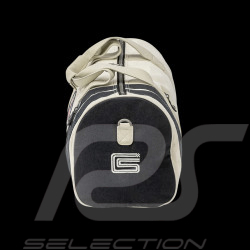 Carroll Shelby Sporttasche Venom aus Leder und Canvas Ecru / Marineblaue Streifen
