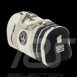 Sac de Sport Carroll Shelby Venom en Cuir et Canvas Écru / Bandes Bleu Marine