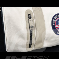 Carroll Shelby Sport Bag Venom in Leather and Canvas Ecru / Navy Blue Stripes