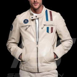Veste Cuir Steve McQueen x 24h Le Mans Austin Écru 28075-E - Homme