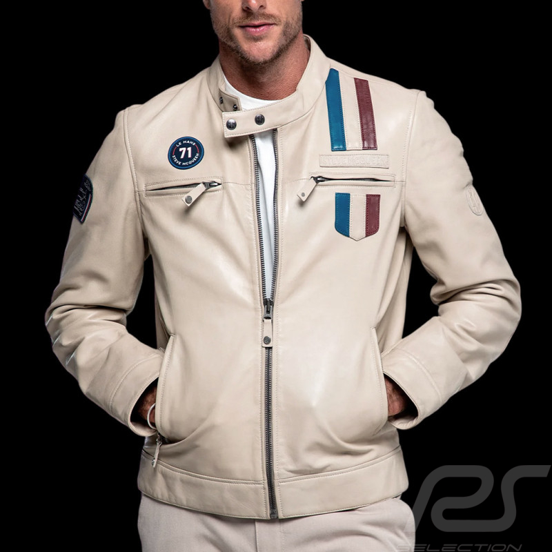 Veste Cuir Steve McQueen x 24h Le Mans Austin Écru 28075-E - Homme