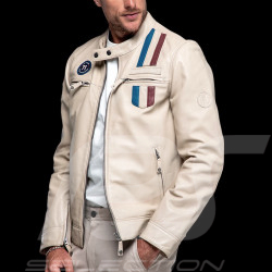 Veste Cuir Steve McQueen x 24h Le Mans Austin Écru 28075-E - Homme