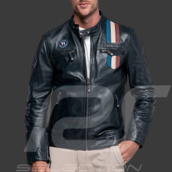 Veste Cuir Steve McQueen x 24h Le Mans Austin Bleu Marine 28075-N - Homme
