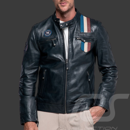 Steve McQueen Lederjacke x 24h Le Mans Austin Marineblau 28075-N - Herren