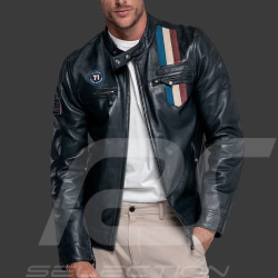 Veste Cuir Steve McQueen x 24h Le Mans Austin Bleu Marine 28075-N - Homme