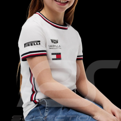 Cadillac T-Shirt F1 Team x Tommy Hilfiger 2026 mit Dreifarbigen Zierstreifen Weiß KS0KS00787YBR - Kinder