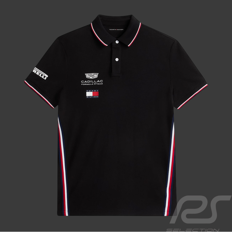 Cadillac Polo Shirt F1 Team x Tommy Hilfiger 2026 with Tricolor Trim Black MN0MN00072BDS - Unisex