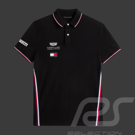 Cadillac Poloshirt F1 Team x Tommy Hilfiger 2026 mit Dreifarbigen Zierstreifen Schwarz MN0MN00072BDS - Unisex