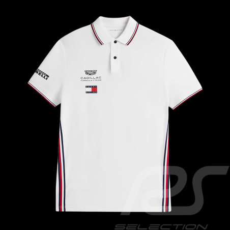 Polo Cadillac F1 Team x Tommy Hilfiger Liseré Tricolore 2026 Blanc MN0MN00072YBR - Mixte