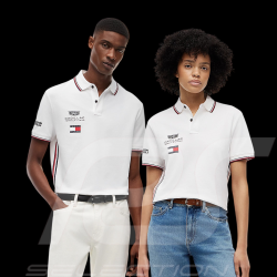 Cadillac Poloshirt F1 Team x Tommy Hilfiger mit Dreifarbigen Zierstreifen 2026 Weiß MN0MN00072YBR - Unisex