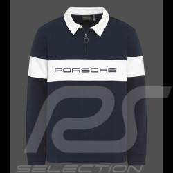 Porsche Polo Shirt long-sleeved Navy Blue / White WAP813TFWR - unisex